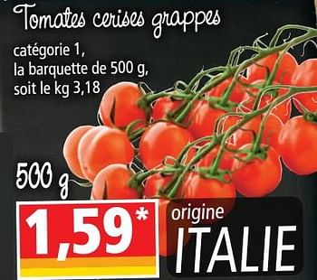 Promotions Tomates cerises grappes - Produit Maison - Norma - Valide de 08/08/2018 à 14/08/2018 chez Norma