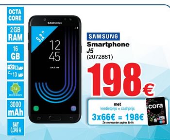 Promoties Samsung smartphone j5 - Samsung - Geldig van 07/08/2018 tot 20/08/2018 bij Cora