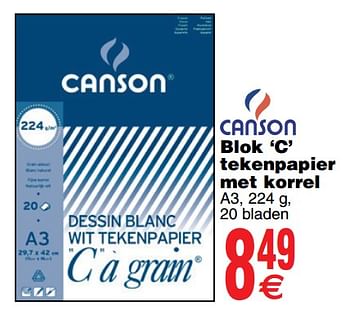 Promoties Blok `c` tekenpapier met korrel - Canson - Geldig van 07/08/2018 tot 20/08/2018 bij Cora