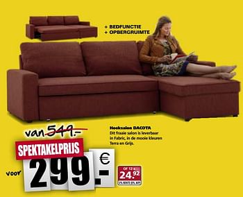 Promoties Hoeksalon dacota - Huismerk - Seats and Sofas - Geldig van 12/08/2018 tot 18/08/2018 bij Seats and Sofas