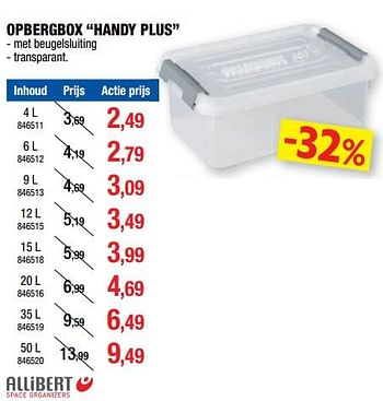 Promoties Opbergbox handy plus - Allibert - Geldig van 08/08/2018 tot 26/08/2018 bij Hubo