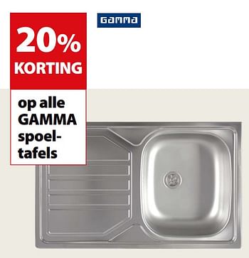 Promoties 20% korting op alle gamma spoeltafels - Huismerk - Gamma - Geldig van 14/08/2018 tot 27/08/2018 bij Gamma
