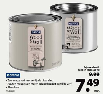 Promoties Wood + wall krijtverf kant-en-klaar - Gamma - Geldig van 14/08/2018 tot 27/08/2018 bij Gamma