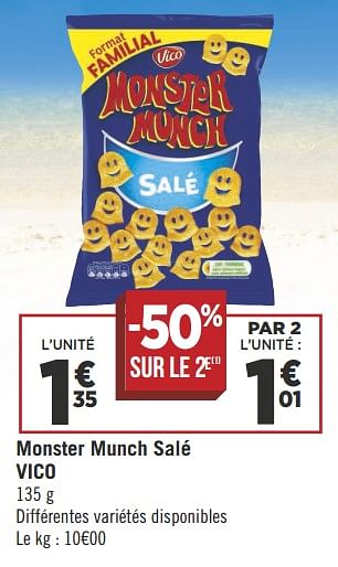 Promotions Monster munch salé vico - Vico - Valide de 07/08/2018 à 19/08/2018 chez Géant Casino