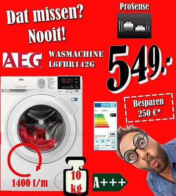 Promoties Aeg wasmachine l6fbr142g - AEG - Geldig van 03/08/2018 tot 31/08/2018 bij Electro Zschau