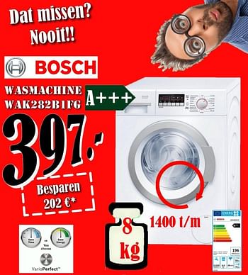 Promoties Bosch wasmachine wak282bifg - Bosch - Geldig van 03/08/2018 tot 31/08/2018 bij Electro Zschau