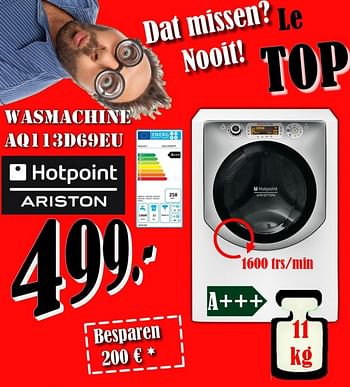 Promotions Hotpoint ariston wasmachine aq113d69eu - Ariston - Valide de 03/08/2018 à 31/08/2018 chez Electro Zschau
