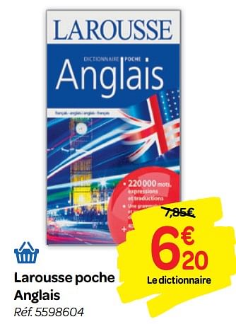Promoties Larousse poche anglais - Larousse - Geldig van 01/08/2018 tot 09/09/2018 bij Carrefour