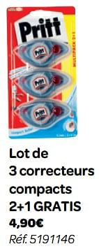 Promotions Lot de 3 correcteurs compacts - Pritt - Valide de 01/08/2018 à 09/09/2018 chez Carrefour