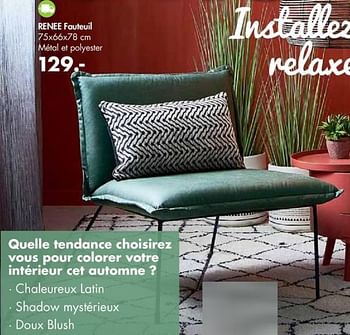Promotions Renee fauteuil - Produit maison - Casa - Valide de 30/07/2018 à 26/08/2018 chez Casa