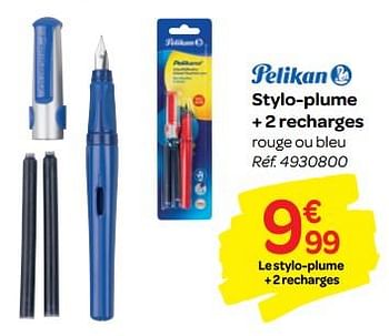 Promotions Stylo-plume + 2 recharges - Pelikan - Valide de 01/08/2018 à 09/09/2018 chez Carrefour