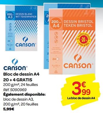 Promoties Bloc de dessin a4 - Canson - Geldig van 01/08/2018 tot 09/09/2018 bij Carrefour