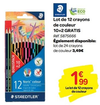 Promotions Lot de 12 crayons de couleur - Staedtler - Valide de 01/08/2018 à 09/09/2018 chez Carrefour