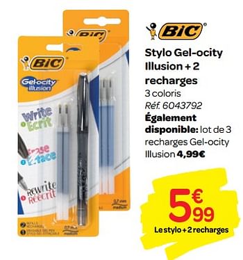 Promotions Stylo gel-ocity illusion + 2 recharges - BIC - Valide de 01/08/2018 à 09/09/2018 chez Carrefour