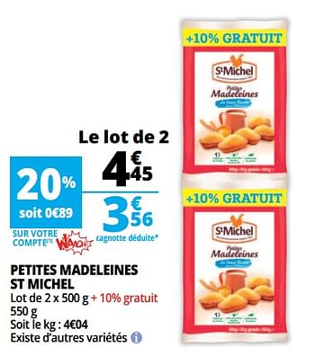 Promotions Petites madeleines st michel - St Michel - Valide de 07/08/2018 à 13/08/2018 chez Auchan Ronq