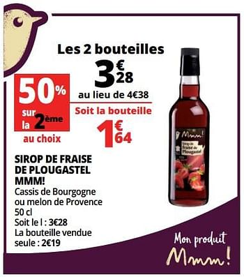 Promotions Sirop de fraise de plougastel mmm! - Produit Maison - Auchan Ronq - Valide de 07/08/2018 à 13/08/2018 chez Auchan Ronq