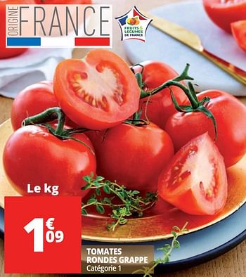 Promoties Tomates rondes grappe - Huismerk - Auchan - Geldig van 07/08/2018 tot 13/08/2018 bij Auchan