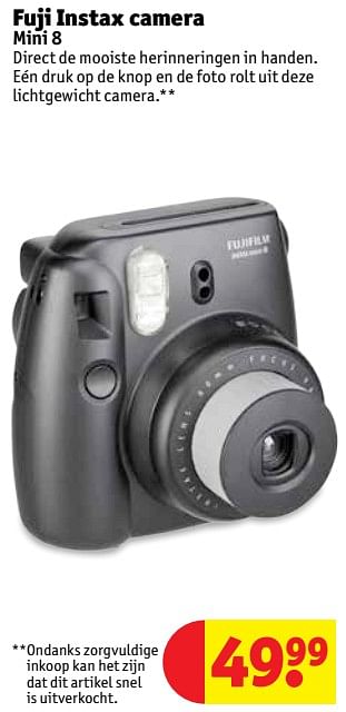 Promoties Fuji instax camera mini 8 - Fuji - Geldig van 07/08/2018 tot 19/08/2018 bij Kruidvat
