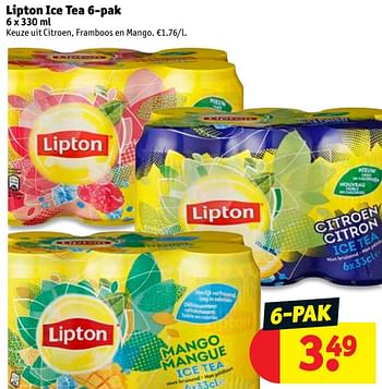 Promotions Lipton ice tea 6-pak - Lipton - Valide de 07/08/2018 à 19/08/2018 chez Kruidvat