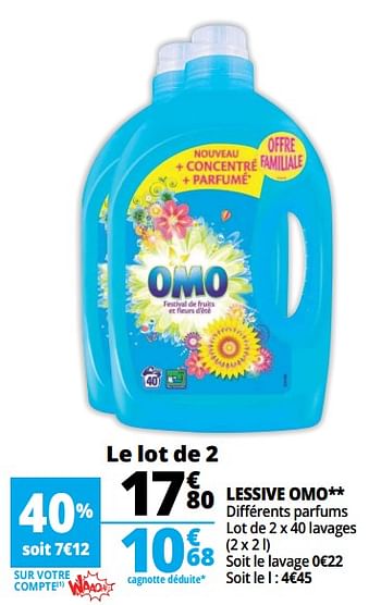 Promotions Lessive omo - Omo - Valide de 07/08/2018 à 13/08/2018 chez Auchan Ronq