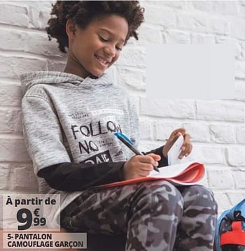 Promotions Pantalon camouflage garçon - Inextenso - Valide de 07/08/2018 à 13/08/2018 chez Auchan Ronq