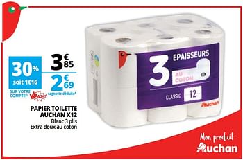 Promoties Papier toilette auchan x12 - Huismerk - Auchan - Geldig van 07/08/2018 tot 13/08/2018 bij Auchan