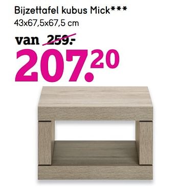 Promoties Bijzettafel kubus mick - Huismerk - Leen Bakker - Geldig van 06/08/2018 tot 26/08/2018 bij Leen Bakker