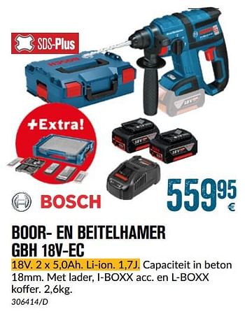 Promotions Bosch boor- en beitelhamer gbh 18v-ec - Bosch - Valide de 01/07/2018 à 31/08/2018 chez Meno Pro