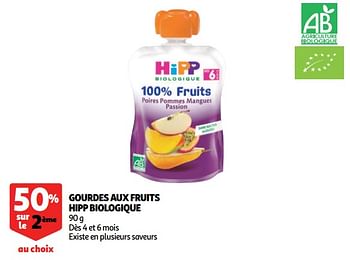 Promotions Gourdes aux fruits hipp biologique - Hipp - Valide de 07/08/2018 à 13/08/2018 chez Auchan Ronq