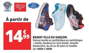 Promotions Basket fille ou garçon - Produit Maison - Auchan Ronq - Valide de 07/08/2018 à 13/08/2018 chez Auchan Ronq