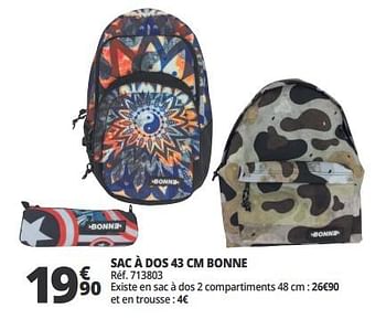 Promotions Sac à dos 43 cm bonne - Produit Maison - Auchan Ronq - Valide de 07/08/2018 à 13/08/2018 chez Auchan Ronq