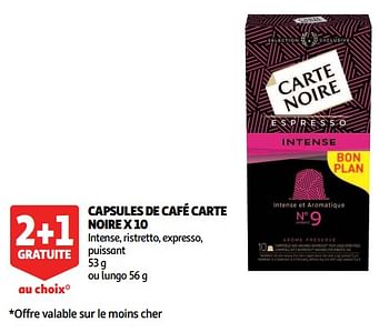 Promotions Capsules de café carte noire x 10 - CarteNoire - Valide de 07/08/2018 à 13/08/2018 chez Auchan Ronq
