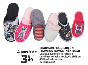 Promoties Chausson fille, garçon, femme ou homme in extenso - Inextenso - Geldig van 07/08/2018 tot 13/08/2018 bij Auchan