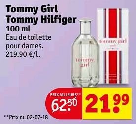Promotions Tommy girl tommy hilfiger 100 ml - Tommy Girl - Valide de 07/08/2018 à 19/08/2018 chez Kruidvat
