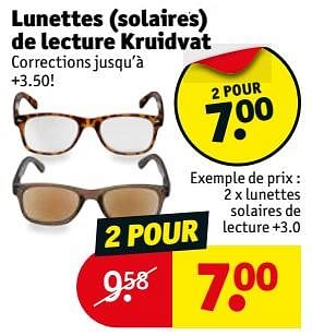 Promotions 2 x lunettes solaires de lecture +3.0 - Produit maison - Kruidvat - Valide de 07/08/2018 à 19/08/2018 chez Kruidvat