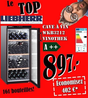 Promotions Liebherr cave à vin wkb3212 vinothek - Liebherr - Valide de 03/08/2018 à 31/08/2018 chez Electro Zschau