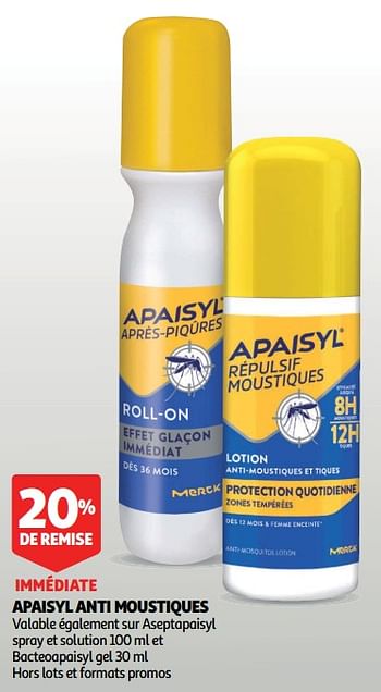 Promotions Apaisyl anti moustiques - Apaisyl - Valide de 07/08/2018 à 01/09/2018 chez Auchan Ronq