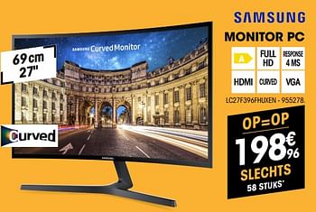 Promoties Samsung monitor pc lc27f396fhuxen - Samsung - Geldig van 07/08/2018 tot 27/08/2018 bij Electro Depot