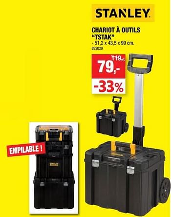 Promoties Chariot à outils tstak - Stanley - Geldig van 08/08/2018 tot 26/08/2018 bij Hubo