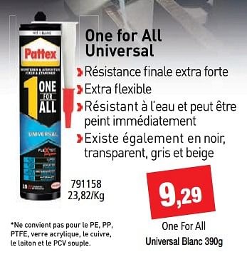 Promotions One for all universal - Pattex - Valide de 08/08/2018 à 26/08/2018 chez Hubo