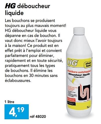 Promotions Hg déboucheur liquide - HG - Valide de 08/08/2018 à 26/08/2018 chez Hubo
