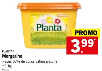 Promotions Margarine - Planta - Valide de 13/08/2018 à 18/08/2018 chez Lidl