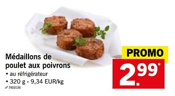 Promotions Médaillon de poulet aux poivrons - Produit maison - Lidl - Valide de 13/08/2018 à 18/08/2018 chez Lidl