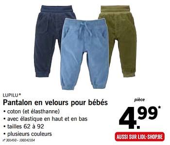 Promotions Pantalon en velours pour bébés - Lupilu - Valide de 13/08/2018 à 18/08/2018 chez Lidl