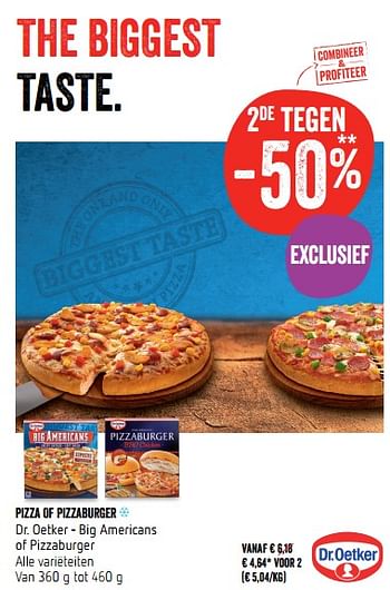 Promoties Pizza of pizzaburger - Dr. Oetker - Geldig van 09/08/2018 tot 15/08/2018 bij Delhaize