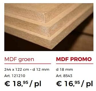 Promotions Mdf groen - Produit maison - Woodtex - Valide de 10/08/2018 à 25/08/2018 chez Woodtex