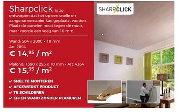 Promoties Wand- en plafondbekleding sharpclick - Sharp Click - Geldig van 10/08/2018 tot 25/08/2018 bij Woodtex
