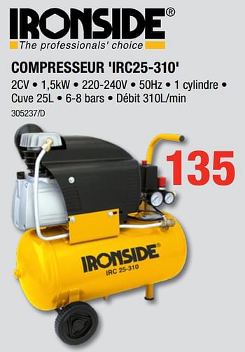 Promotions Ironside compresseur `irc25-310` - Ironside - Valide de 02/08/2018 à 19/08/2018 chez HandyHome