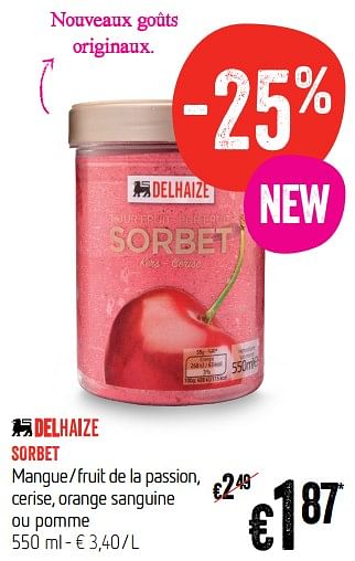 Delhaize Promotie Sorbet Mangue Fruit De La Passion Huismerk Delhaize Diepvries Geldig Tot 15 08 18 Promobutler