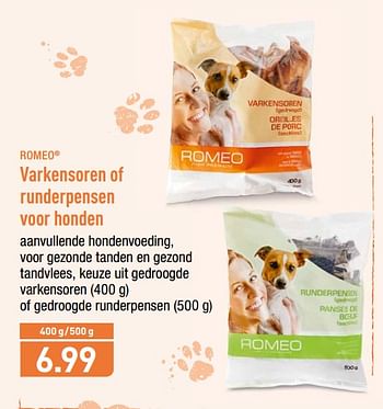 Promotions Varkensoren of runderpensen voor honden - Romeo - Valide de 13/08/2018 à 18/08/2018 chez Aldi